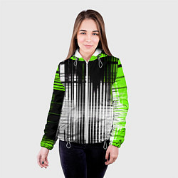 Куртка с капюшоном женская Зелёно-чёрный гранж на белом фоне, цвет: 3D-белый — фото 2