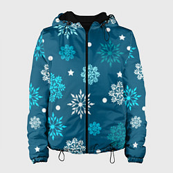 Куртка с капюшоном женская Резные снежинки, цвет: 3D-черный
