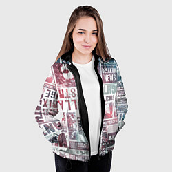 Куртка с капюшоном женская Паттерн газеты - Гарри Поттер Сириус Блэк и Люциус, цвет: 3D-черный — фото 2