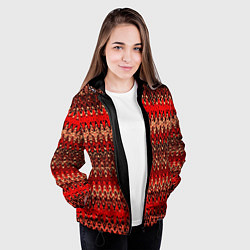 Куртка с капюшоном женская Красный узоры, цвет: 3D-черный — фото 2