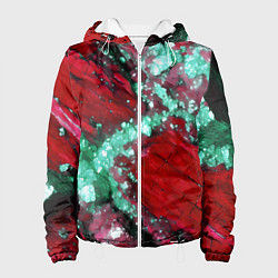 Куртка с капюшоном женская Голубой минерал в красном камне, цвет: 3D-белый