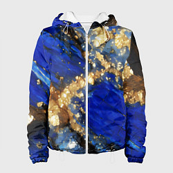 Куртка с капюшоном женская Золотой минерал в синем камне, цвет: 3D-белый