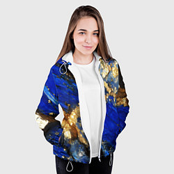 Куртка с капюшоном женская Золотой минерал в синем камне, цвет: 3D-белый — фото 2