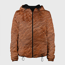 Куртка с капюшоном женская Текстура кожи миндального цвета, цвет: 3D-черный