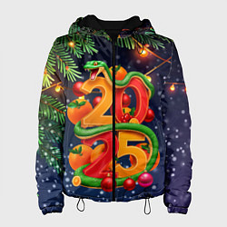 Куртка с капюшоном женская Змея и мандарины 2025, цвет: 3D-черный