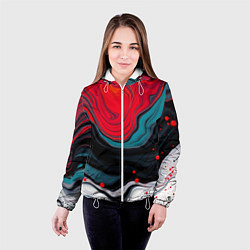 Куртка с капюшоном женская Абстракция эбру, цвет: 3D-белый — фото 2