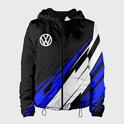 Куртка с капюшоном женская Фольксваген - синий, цвет: 3D-черный