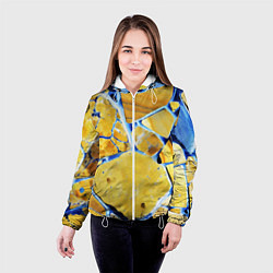 Куртка с капюшоном женская Жёлто-синяя абстракция, цвет: 3D-белый — фото 2