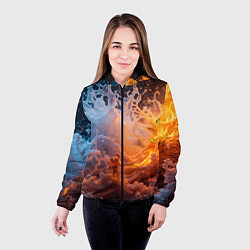 Куртка с капюшоном женская Брызги воды и огня, цвет: 3D-черный — фото 2