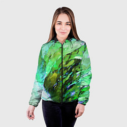 Куртка с капюшоном женская Зелёная абстракция, цвет: 3D-черный — фото 2