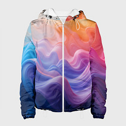 Куртка с капюшоном женская Волны разноцветных красок, цвет: 3D-белый