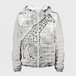 Куртка с капюшоном женская Жираф на тетрадном листе, цвет: 3D-белый