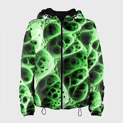 Куртка с капюшоном женская Зелёная пористая структура, цвет: 3D-черный