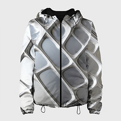 Куртка с капюшоном женская Полированный металл серебряный, цвет: 3D-черный