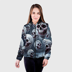 Куртка с капюшоном женская Шарики черепа, цвет: 3D-черный — фото 2