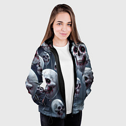 Куртка с капюшоном женская Шарики черепа, цвет: 3D-черный — фото 2