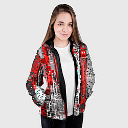 Куртка с капюшоном женская Киберпанк паттерн красный, цвет: 3D-черный — фото 2