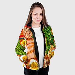 Куртка с капюшоном женская Суп рамен, цвет: 3D-черный — фото 2