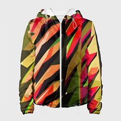 Куртка с капюшоном женская Красно-чёрная абстракция, цвет: 3D-белый