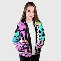 Куртка с капюшоном женская Color expressive abstraction - Milano, цвет: 3D-черный — фото 2