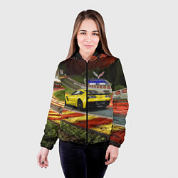 Куртка с капюшоном женская Chevrolet Corvette на гоночной трассе, цвет: 3D-черный — фото 2