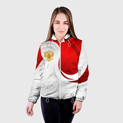 Куртка с капюшоном женская Россия - красный и белый, цвет: 3D-белый — фото 2
