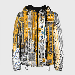 Куртка с капюшоном женская Cyberpunk pattern yellow, цвет: 3D-черный