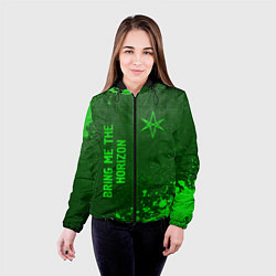 Куртка с капюшоном женская Bring Me the Horizon - green gradient вертикально, цвет: 3D-черный — фото 2