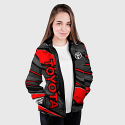 Куртка с капюшоном женская Toyota - красная абстракция, цвет: 3D-черный — фото 2