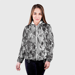 Куртка с капюшоном женская Монохромный камуфляж, цвет: 3D-белый — фото 2