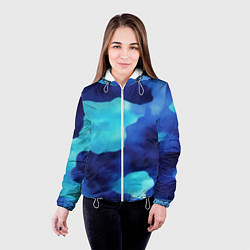 Куртка с капюшоном женская Камуфляж в синих оттенках, цвет: 3D-белый — фото 2