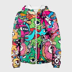 Куртка с капюшоном женская Color doodle monsters, цвет: 3D-белый