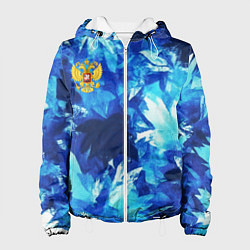 Куртка с капюшоном женская Синий узорный камуфляж, цвет: 3D-белый