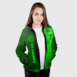 Куртка с капюшоном женская Among Us - green gradient по-вертикали, цвет: 3D-черный — фото 2