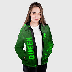 Куртка с капюшоном женская Queen - green gradient вертикально, цвет: 3D-черный — фото 2