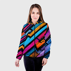 Куртка с капюшоном женская Абстракция с граффити, цвет: 3D-черный — фото 2