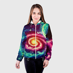 Куртка с капюшоном женская Spiral galaxy - neon glow, цвет: 3D-белый — фото 2