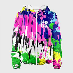 Куртка с капюшоном женская Colorful abstraction - aloha, цвет: 3D-белый