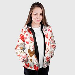 Куртка с капюшоном женская Любовный паттерн, цвет: 3D-черный — фото 2