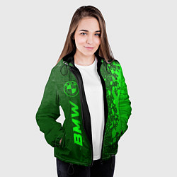 Куртка с капюшоном женская BMW - green gradient по-вертикали, цвет: 3D-черный — фото 2
