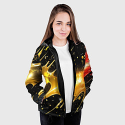 Куртка с капюшоном женская Оранжевая краска на черном, цвет: 3D-черный — фото 2