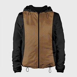 Куртка с капюшоном женская Чёрный с коричневым в горошек, цвет: 3D-черный