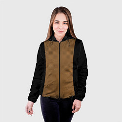Куртка с капюшоном женская Чёрный с коричневым в горошек, цвет: 3D-черный — фото 2