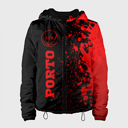 Куртка с капюшоном женская Porto - red gradient по-вертикали, цвет: 3D-черный