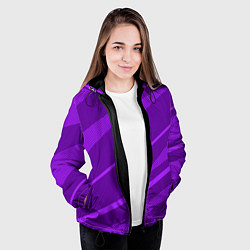 Куртка с капюшоном женская Фиолетовый однотонный абстракция с полосой, цвет: 3D-черный — фото 2