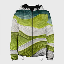 Куртка с капюшоном женская Лаймовые волны, цвет: 3D-черный