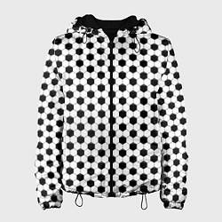 Куртка с капюшоном женская Текстура футбольного мяча, цвет: 3D-черный