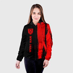 Куртка с капюшоном женская West Ham - red gradient по-вертикали, цвет: 3D-черный — фото 2