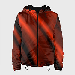 Куртка с капюшоном женская Красно-оранжевый полосы текстурные с затемнением, цвет: 3D-черный