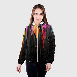 Куртка с капюшоном женская Разноцветная рельефная краска текстура, цвет: 3D-белый — фото 2